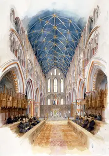 Whitby Abbey, 1500, (c1990-2010). Artist: Judith Dobie