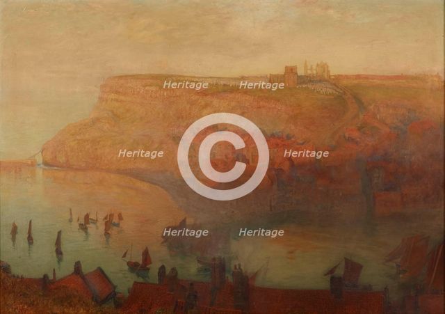 Whitby Abbey in the evening. Creator: Hunt, Alfred William (1830-1896).