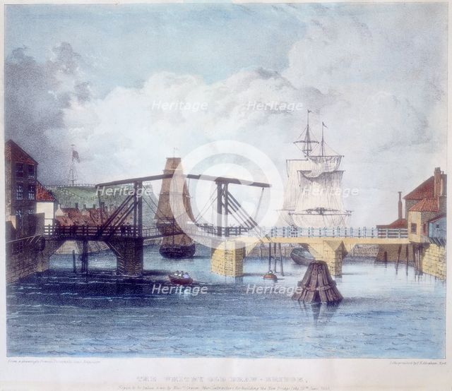 Whitby harbour, Yorkshire, at the mouth of the river Esk, c1833.  Creator: Unknown.