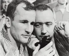 White and McDivitt talk to President Lyndon B. Johnson, 1965. Creator: NASA