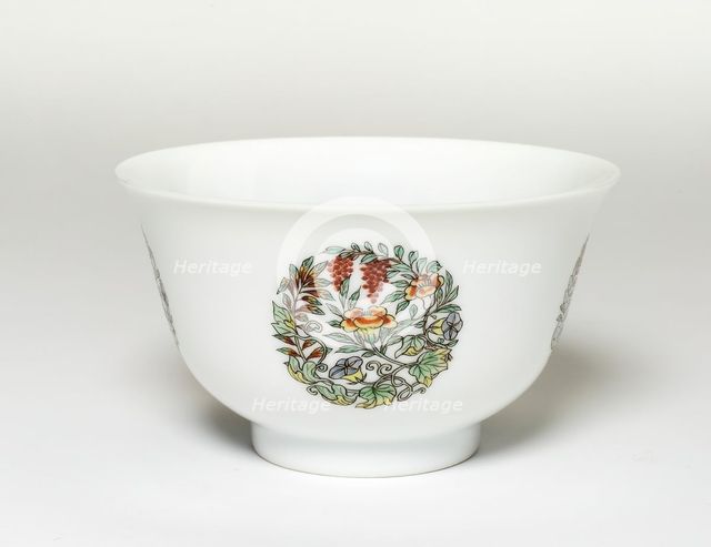White-Glazed Bowl with Later Added Enamels, Qing dynasty, late Kangxi period, early 18th century. Creator: Unknown.