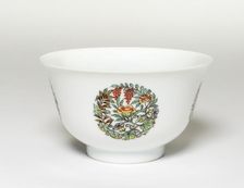 White-Glazed Bowl with Later Added Enamels, Qing dynasty, late Kangxi period, early 18th century. Creator: Unknown