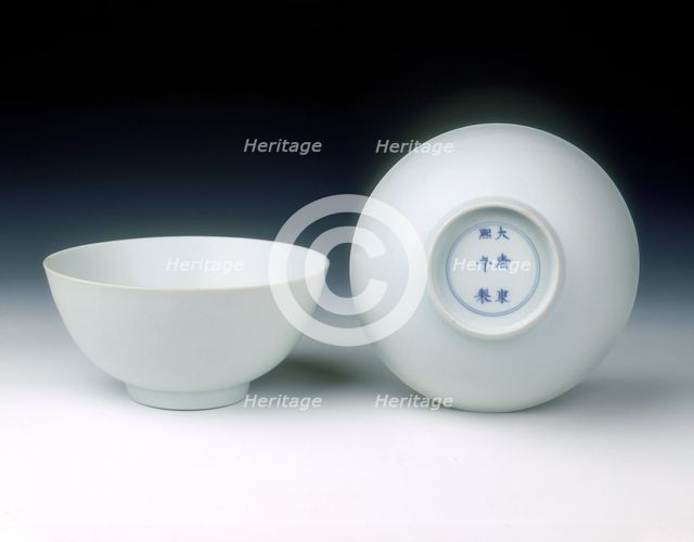 White glazed bowls with anhua dragons, late Kangxi period, Qing dynasty, China, 1700-1722. Creator: Unknown.
