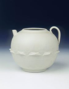 White glazed ewer with protruding petals, Five Dynasties period, China, 10th century. Creator: Unknown