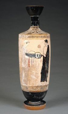 White-Ground Lekythos, 470-460 BC. Creator: Timokrates Painter