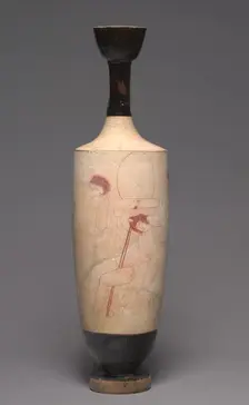 White-Ground Lekythos (Funerary Oil Pitcher), c. 420 BC. Creator: Group R (Greek), attributed to