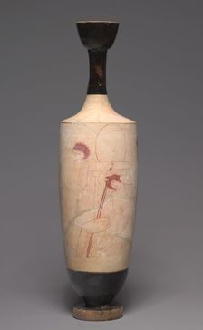 White-Ground Lekythos (Funerary Oil Pitcher), c. 420 BC. Creator: Group R (Greek), attributed to