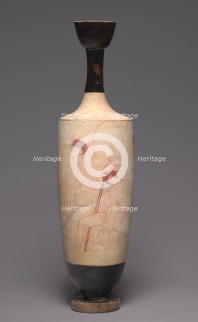 White-Ground Lekythos (Funerary Oil Pitcher), c. 420 BC. Creator: Group R (Greek), attributed to.