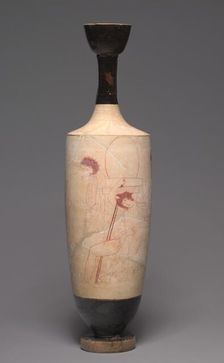 White-Ground Lekythos (Funerary Oil Pitcher), c. 420 BC. Creator: Group R (Greek), attributed to