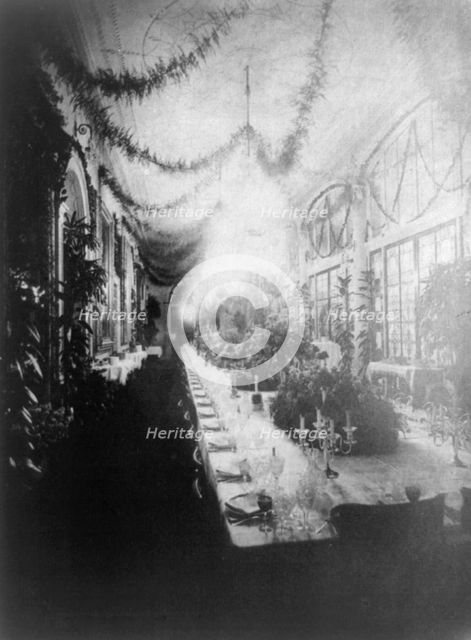 White House - long corridor used for State Dinner, 1898. Creator: Frances Benjamin Johnston.