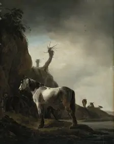 White Horse on a River Bank, unknown date. Creator: Philip Wouverman