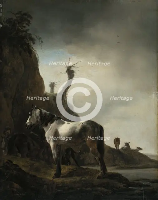 White Horse on a River Bank, unknown date. Creator: Philip Wouverman.