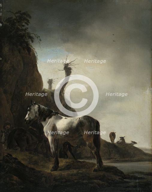 White Horse on a River Bank, unknown date. Creator: Philip Wouverman.