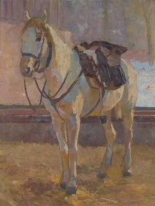 White horse under the saddle, 1897. Creator: Victor Eckhardt von Eckhardsburg