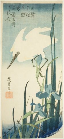 White heron and iris, c. 1832/34. Creator: Ando Hiroshige