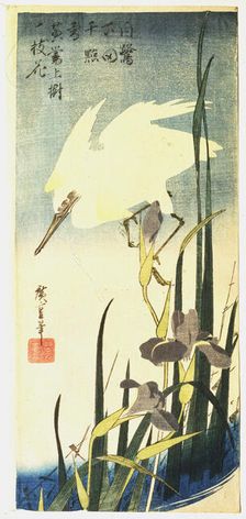 White Heron and Irises 1833. Artist: Ando Hiroshige