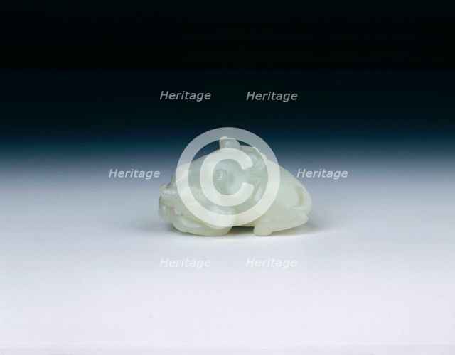 White jade buffalo with boy, Qing dynasty, Qianlong period, China, 1736-1795.  Creator: Unknown.