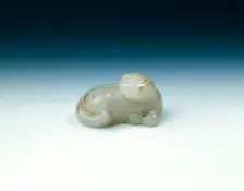 White jade cat, Western Han dynasty, China, 206 BC-8 AD. Creator: Unknown
