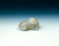 White jade cat, Western Han dynasty, China, 206 BC-8 AD. Creator: Unknown