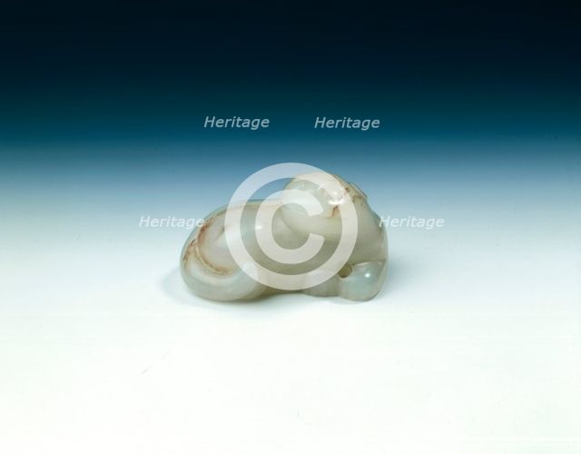 White jade cat, Western Han dynasty, China, 206 BC-8 AD. Creator: Unknown.