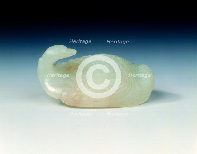 White jade goose garment hook, Qing dynasty, China, 18th century. Creator: Unknown.
