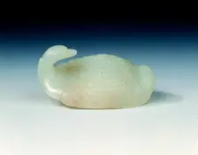 White jade goose garment hook, Qing dynasty, China, 18th century. Creator: Unknown