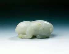 White jade mythical animal, Yuan dynasty-early Ming dynasty, China, 1279-1499. Creator: Unknown