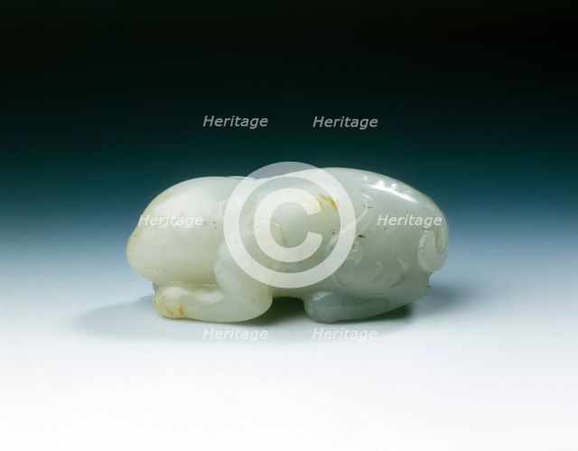 White jade mythical animal, Yuan dynasty-early Ming dynasty, China, 1279-1499. Creator: Unknown.