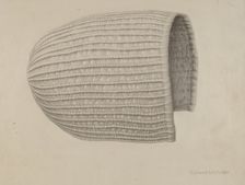 White Linen Corded Bonnet, 1935/1942. Creator: Richard Whitaker