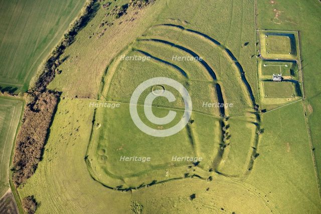 White Sheet Castle, a multivallate hillfort earthwork, bowl barrow earthwork and  covered..., 2023 Creator: Damian Grady.