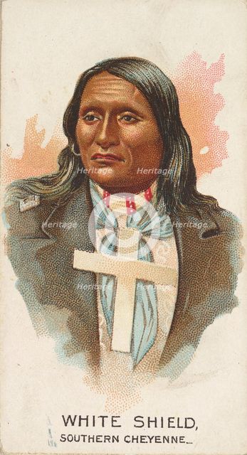 White Shield, Southern Cheyenne, from the American Indian Chiefs series (N2) for Allen & G..., 1888. Creator: Allen & Ginter.