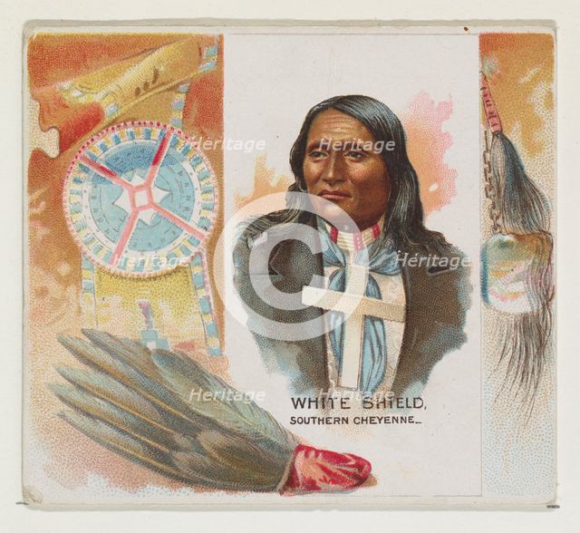 White Shield, Southern Cheyenne, from the American Indian Chiefs series (N36) for Allen & ..., 1888. Creator: Allen & Ginter.