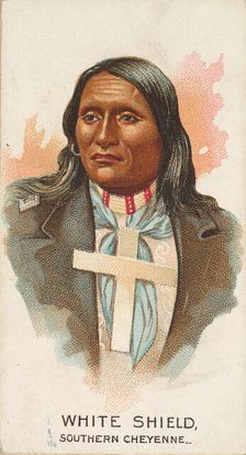 White Shield, Southern Cheyenne, from the American Indian Chiefs series (N2) for Allen & G..., 1888. Creator: Allen & Ginter