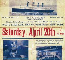 White Star Line poster to promote the Titanic's return trip from New York, 1912