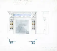 White Statuary Marble Mantel Design, Elevations and Plan, 1877. Creator: Peter Bonnett Wight
