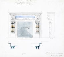 White Statuary Marble Mantel Design, Elevations and Plan, 1877. Creator: Peter Bonnett Wight