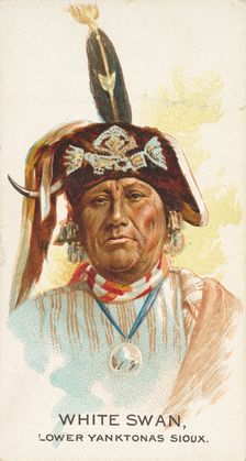 White Swan, Lower Yanktonas Sioux, from the American Indian Chiefs series (N2) for Allen &..., 1888. Creator: Allen & Ginter