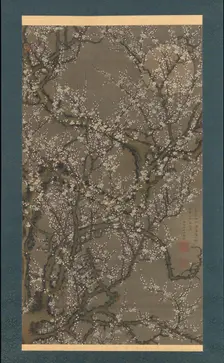 White Plum Blossoms and Moon, 1755. Creator: Ito Jakuchu