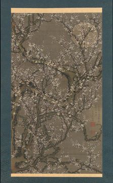 White Plum Blossoms and Moon, 1755. Creator: Ito Jakuchu