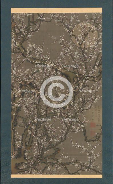 White Plum Blossoms and Moon, 1755. Creator: Ito Jakuchu.