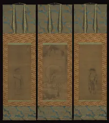 White-Robed Guanyin with Hanshan and Shide, 14th century. Creator: Unknown