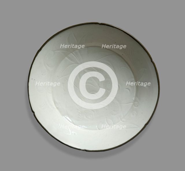White ware dish with lotus decoration, 12th century Artist: Unknown.