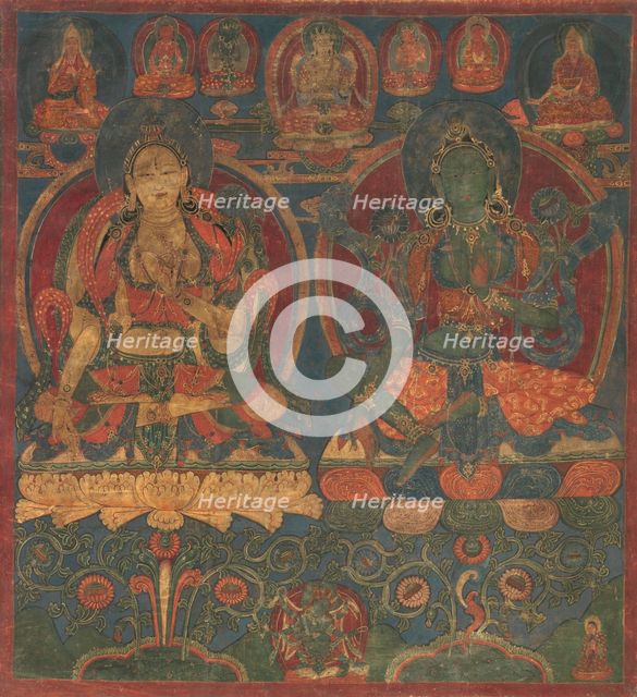 White Tara and Green Tara, 1450-1500. Creator: Unknown.