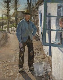 Whitewashing the Old House, 1908. Creator: Laurits Andersen Ring