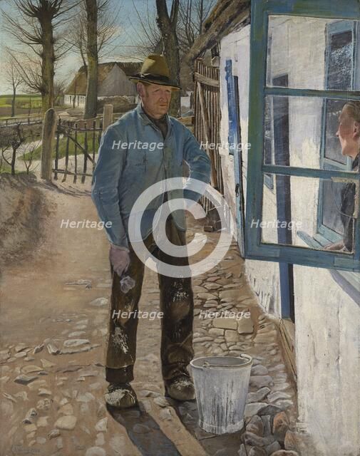 Whitewashing the Old House, 1908. Creator: Laurits Andersen Ring.