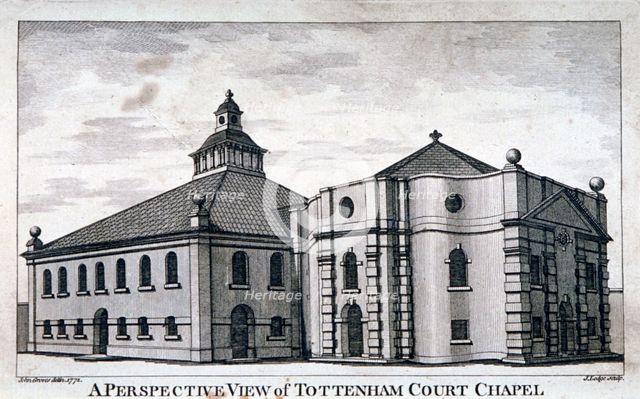 Whitefield's Tabernacle, Tottenham Court Road, St Pancras, London, 1772. Artist: J Lodge