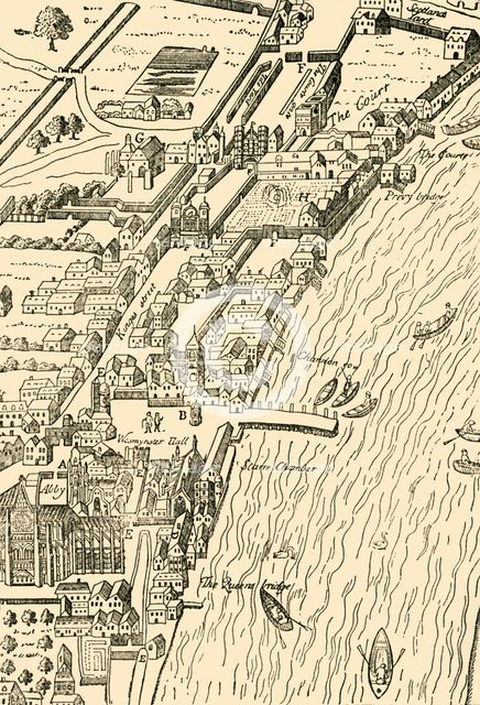 'Whitehall and Westminster. (From Aggas' Map)', (1881). Creator: Unknown.