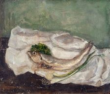 Whiting and Spring Onions, c1967. Creator: Emily Gwynne-Jones