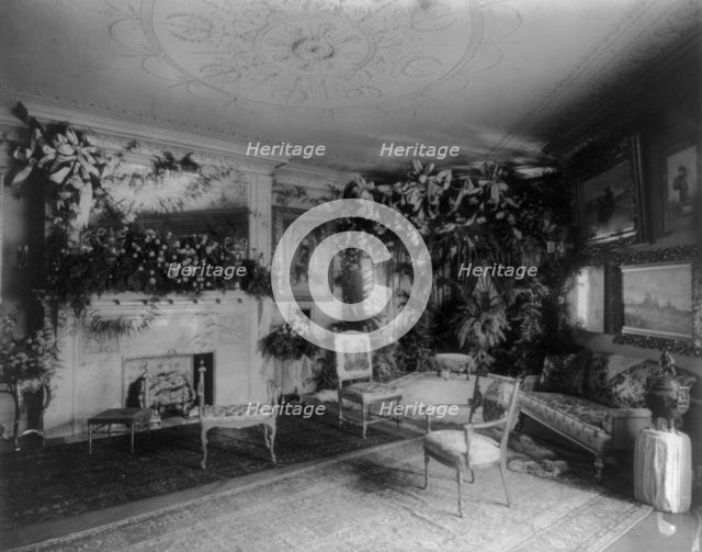 Whittemore House, Washington, D.C. - interior of parlor, showing decorations, c1900. Creator: Frances Benjamin Johnston.