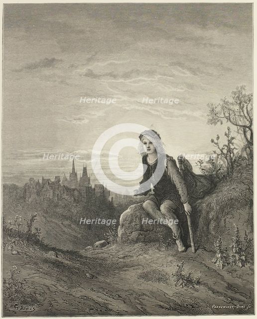 Whittington at Highgate, 1872.  Creators: Stéphane Pannemaker, Albert Doms.